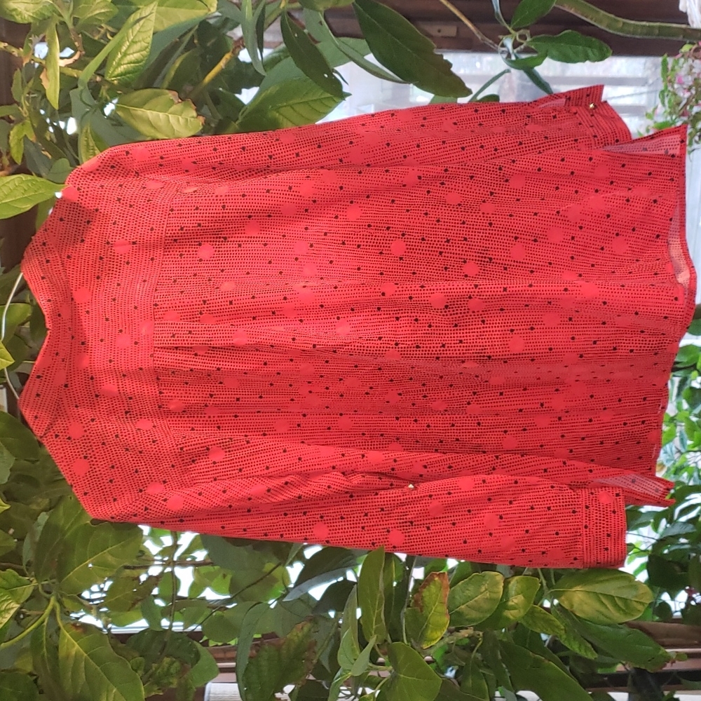 Notations Red Black Polka Dot Button Down Shirt XL - Picture 10 of 11
